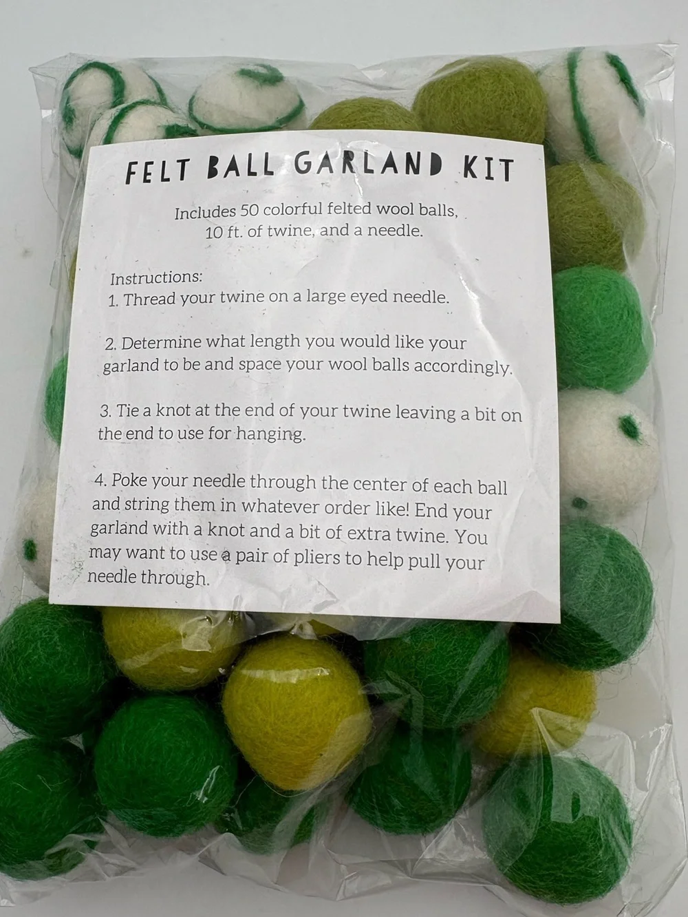 Green Felt Ball Garland Kit